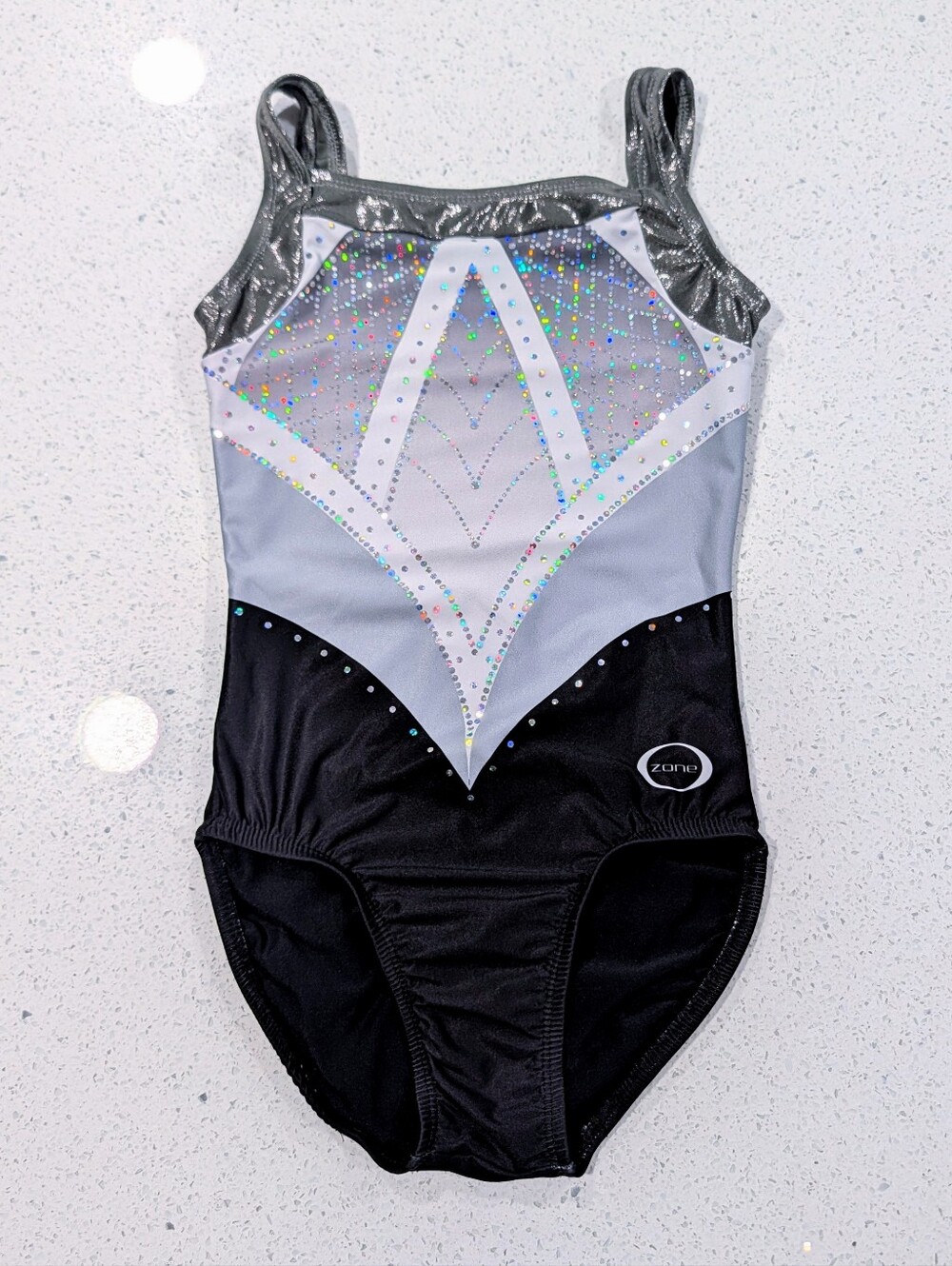 COMPETITION TEAM Ozone gymnastics Leotard Extra Small Silver Mystique SEQUINS